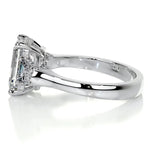 1.0 Carat Emerald-Cut 4-Claw Halo Side-Stone Moissanite Engagement Ring
