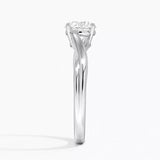 Round cut Split Shank Moissanite lab grown diamond engagement ring round shank with a six claw setting, on a gold band, against a white background.Moissanite engagement ring cape town south africa grand diamonds ralph jacobs jeuli