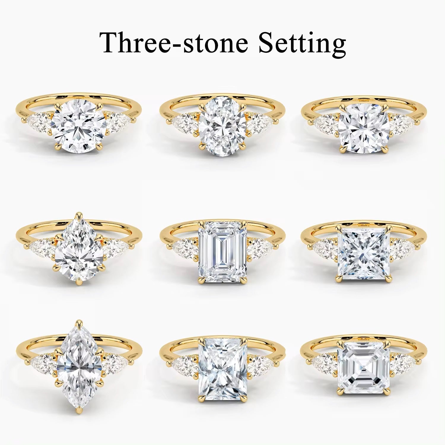 Three-Stone Rings