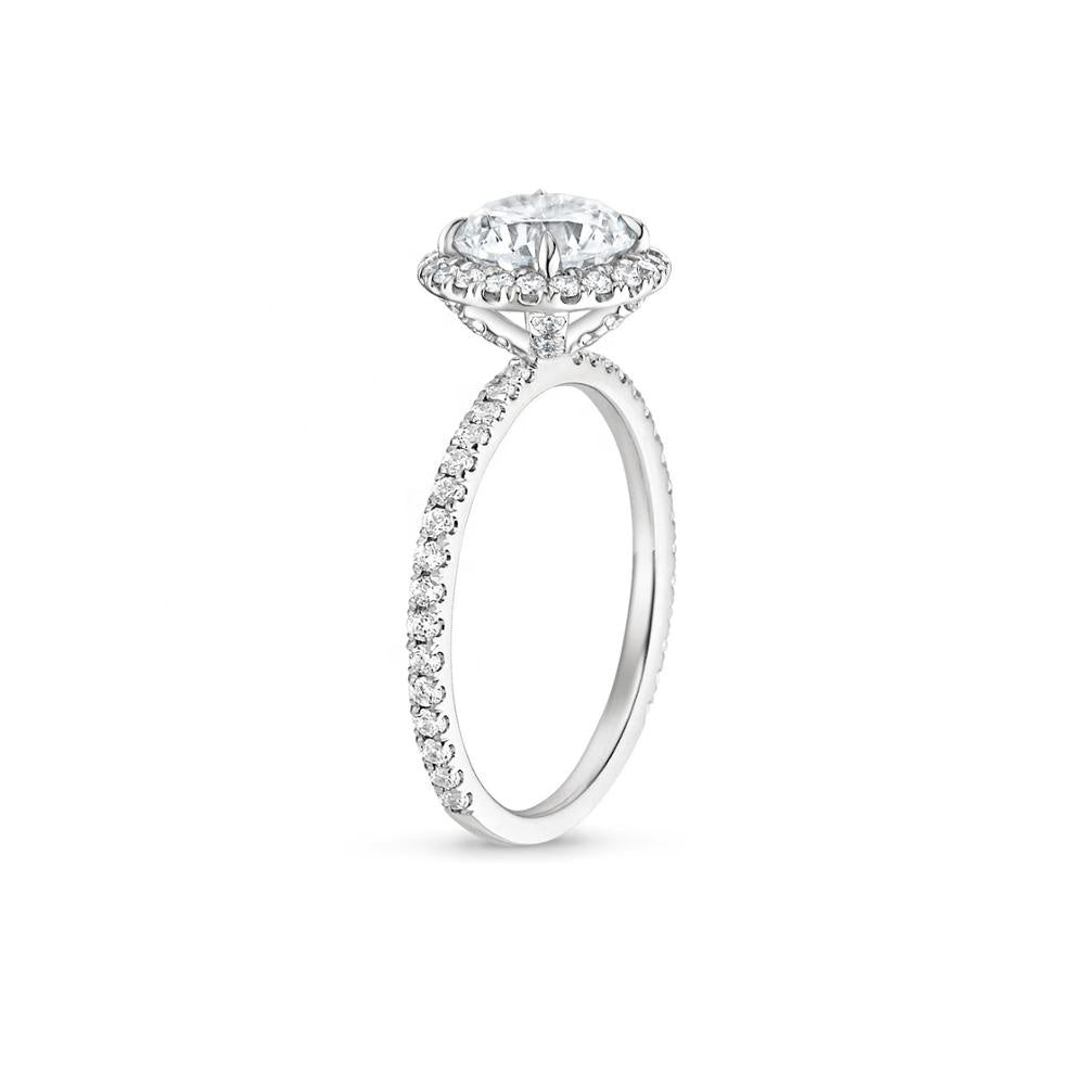1.0 Carat Cushion-Cut 4-Claw Halo Moissanite Engagement Ring 