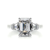 1.0 Carat Emerald-Cut 4-Claw Halo Side-Stone Moissanite Engagement Ring 