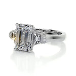 1.0 Carat Emerald-Cut 4-Claw Halo Side-Stone Moissanite Engagement Ring 