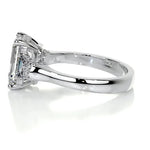 1.0 Carat Emerald-Cut 4-Claw Halo Side-Stone Moissanite Engagement Ring 