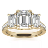 1.0 Carat Emerald-Cut 4-Claw Side-Stone Moissanite Engagement Ring 