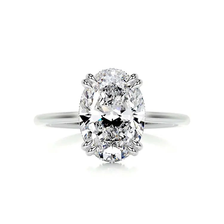 1.0 Carat Oval-Cut 4-Claw Hidden Halo  Moissanite Engagement Ring 