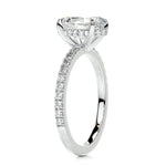 1.0 Carat Oval-Cut 4-Claw Hidden Halo Pave Moissanite Engagement Gold Ring