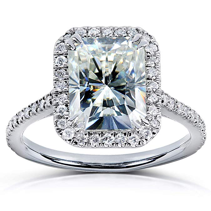 1.0 Carat Radiant-Cut 4-Claw Halo Moissanite Engagement Ring 