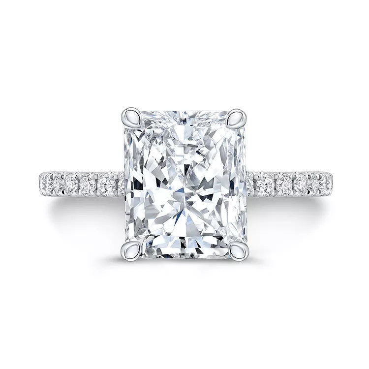 1.0 Carat Radiant-Cut 4-Claw Hidden Halo Moissanite Engagement Ring 