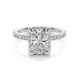 1.0 Carat Radiant-Cut 4-Claw Hidden Halo Moissanite Engagement Ring 