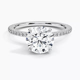 1.0 Carat Round-Cut 4-Claw Hidden Halo Moissanite Engagement Ring 