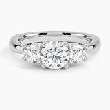 1.0 Carat Round-Cut Trilogy 4-Claw Side-Stone Moissanite Engagement Gold Ring 