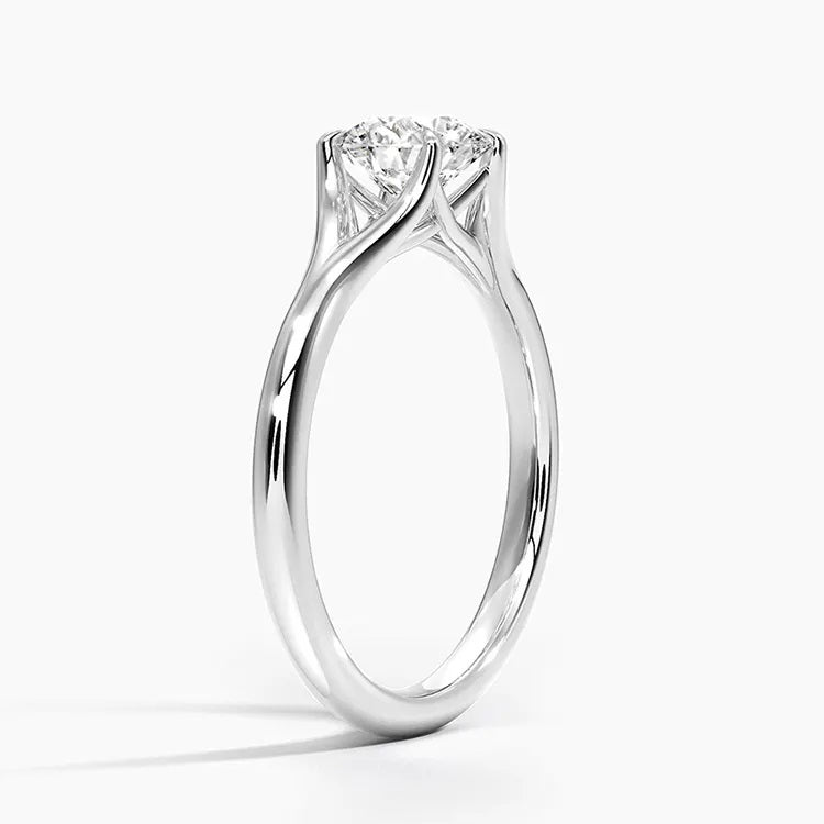 1.0ct Moissanite Round 4-Claw Split Shank Solitaire Gold Ring