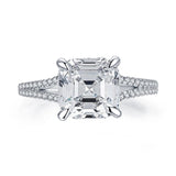 1.0ct Moissanite Solitaire Pave Set Asscher-Cut Gold Ring