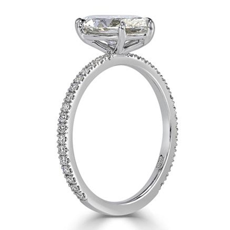 1.0ct Moissanite Solitaire Pave Set Marquise-Cut Gold Ring