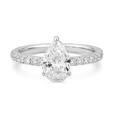 1.0ct Moissanite Solitaire Pave Set Pear Shape-Cut Gold Ring