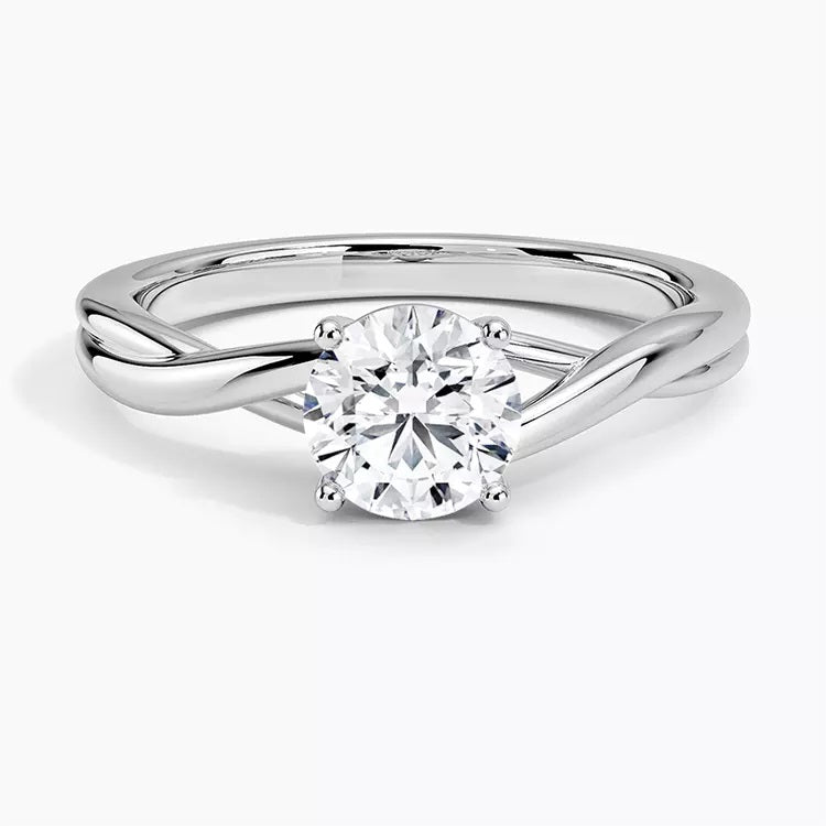 1.0ct Round Moissanite Solitaire Twisted Ring