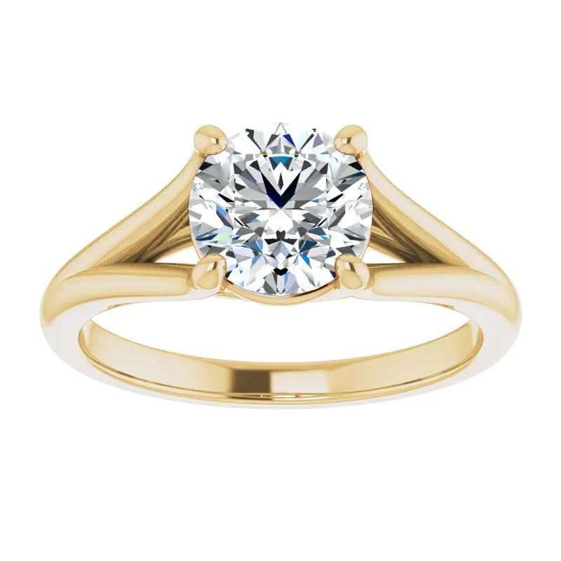 1.0ct Round Moissanite Split Shank Gold Ring