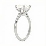 Engagement ring with princess cut moissanite or lab grown diamond solitaire four cat claw hidden halo in yellow rose or white gold hidden halo Cape Town South Africa grand diamonds ralph jacobs jeuli