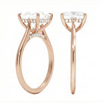 Engagement ring with princess cut moissanite or lab grown diamond solitaire four cat claw hidden halo in yellow rose or white gold hidden halo Cape Town South Africa grand diamonds ralph jacobs jeuli