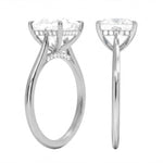 Engagement ring with princess cut moissanite or lab grown diamond solitaire four cat claw hidden halo in yellow rose or white gold hidden halo Cape Town South Africa grand diamonds ralph jacobs jeuli