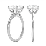 Engagement ring with princess cut moissanite or lab grown diamond solitaire four cat claw hidden halo in yellow rose or white gold hidden halo Cape Town South Africa grand diamonds ralph jacobs jeuli