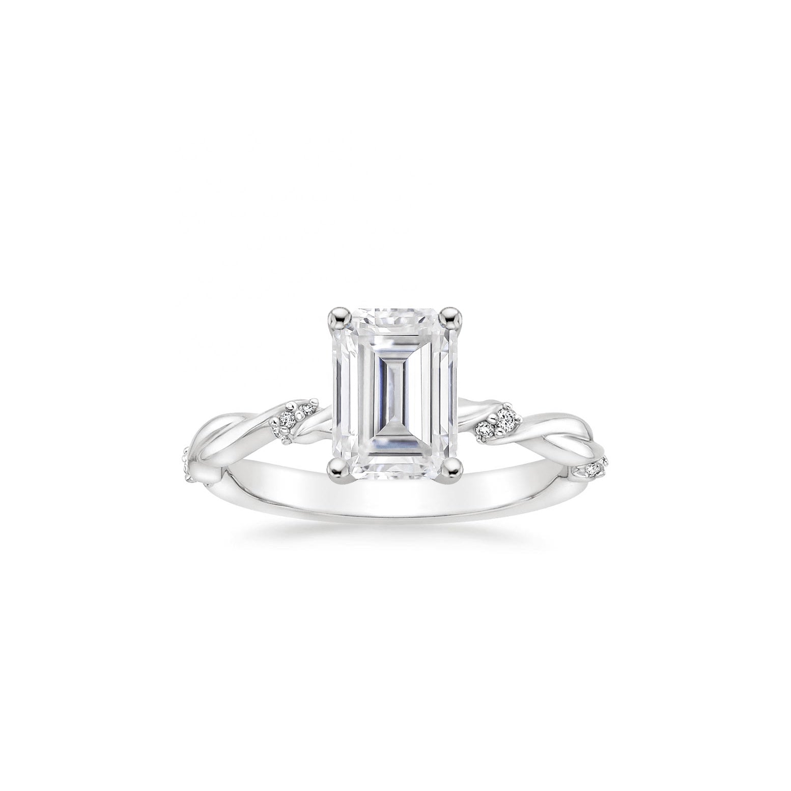 1.0ct Emerald-Cut Solitaire 4-Claw Moissanite Gold Ring