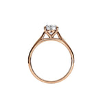 Engagement ring Cathedral setting round cut Moissanite lab grown diamond engagement ring round shank with a four claw setting, on a gold band, against a white background.Moissanite engagement ring cape town south africa grand diamonds ralph jacobs jeulia 