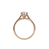 Engagement ring Cathedral setting round cut Moissanite lab grown diamond engagement ring round shank with a four claw setting, on a gold band, against a white background.Moissanite engagement ring cape town south africa grand diamonds ralph jacobs jeulia 