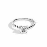 Engagement ring Cathedral setting round cut Moissanite lab grown diamond engagement ring round shank with a four claw setting, on a gold band, against a white background.Moissanite engagement ring cape town south africa grand diamonds ralph jacobs jeulia 