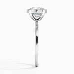 alt="An Cushion cut Moissanite engagement ring with a bezel setting, displayed on a gold band, against a white background.Moissanite engagement ring cape town south africa grand diamonds ralph jacobs jeulia "