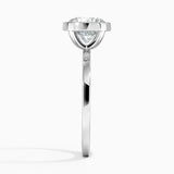 alt="An Cushion cut Moissanite engagement ring with a bezel setting, displayed on a gold band, against a white background.Moissanite engagement ring cape town south africa grand diamonds ralph jacobs jeulia "