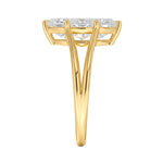 Marquise cut Moissanite lab grown diamond engagement ring V-Split shank with six cat claw setting, on a gold band, against a white background.Moissanite engagement ring cape town south africa grand diamonds ralph jacobs jeulia