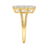 Marquise cut Moissanite lab grown diamond engagement ring V-Split shank with six cat claw setting, on a gold band, against a white background.Moissanite engagement ring cape town south africa grand diamonds ralph jacobs jeulia