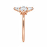 Marquise cut Moissanite lab grown diamond engagement ring round shank with six cat claw setting, on a gold band, against a white background.Moissanite engagement ring cape town south africa grand diamonds ralph jacobs jeulia