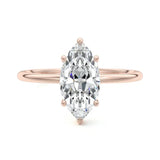 Engagement ring with marquise cut moissanite or lab grown diamond solitaire six claw  hidden halo setting yellow rose or white gold hidden halo and pave set shank Cape Town South Africa grand diamonds ralph jacobs jeuli