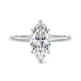 Engagement ring with marquise cut moissanite or lab grown diamond solitaire six claw  hidden halo setting yellow rose or white gold hidden halo and pave set shank Cape Town South Africa grand diamonds ralph jacobs jeuli