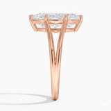 Marquise cut Moissanite lab grown diamond engagement ring V-Split shank with six cat claw setting, on a gold band, against a white background.Moissanite engagement ring cape town south africa grand diamonds ralph jacobs jeulia