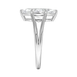 Marquise cut Moissanite lab grown diamond engagement ring V-Split shank with six cat claw setting, on a gold band, against a white background.Moissanite engagement ring cape town south africa grand diamonds ralph jacobs jeulia