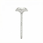 Engagement ring with oval cut moissanite or lab grown diamond solitaire four cat claw hidden halo with pave set band in yellow rose or white gold hidden double halo and pave set shank Cape Town South Africa grand diamonds ralph jacobs jeuli