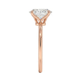 Oval cut Moissanite lab grown diamond engagement ring round shank with pin claw setting, on a gold band, against a white background.Moissanite engagement ring cape town south africa grand diamonds ralph jacobs jeulia 