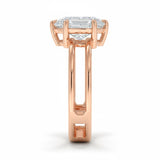 Pear cut Moissanite lab grown diamond engagement ring double band with a six claw setting, on a gold band, against a white background.Moissanite engagement ring cape town south africa grand diamonds ralph jacobs jeulia  