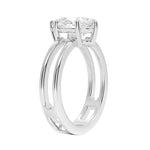 Pear cut Moissanite lab grown diamond engagement ring double band with a six claw setting, on a gold band, against a white background.Moissanite engagement ring cape town south africa grand diamonds ralph jacobs jeulia  