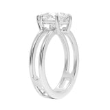 Pear cut Moissanite lab grown diamond engagement ring double band with a six claw setting, on a gold band, against a white background.Moissanite engagement ring cape town south africa grand diamonds ralph jacobs jeulia  