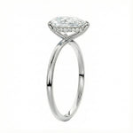 Engagement ring with pear cut moissanite or lab grown diamond solitaire three cat claw hidden halo in yellow rose or white gold hidden double halo and pave set shank Cape Town South Africa grand diamonds ralph jacobs jeuli