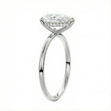 Engagement ring with pear cut moissanite or lab grown diamond solitaire three cat claw hidden halo in yellow rose or white gold hidden double halo and pave set shank Cape Town South Africa grand diamonds ralph jacobs jeuli