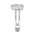 Pear cut Moissanite lab grown diamond engagement ring double band with a six claw setting, on a gold band, against a white background.Moissanite engagement ring cape town south africa grand diamonds ralph jacobs jeulia  