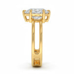 Pear cut Moissanite lab grown diamond engagement ring double band with a six claw setting, on a gold band, against a white background.Moissanite engagement ring cape town south africa grand diamonds ralph jacobs jeulia  