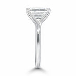 Engagement ring Radiant cut Moissanite lab grown diamond engagement ring v-Split round shank with a four cat-claw setting, on a gold band, against a white background.Moissanite engagement ring cape town south africa grand diamonds ralph jacobs jeulia 