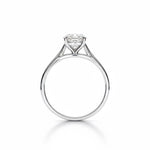 Engagement ring Cathedral setting round cut Moissanite lab grown diamond engagement ring round shank with a four claw setting, on a gold band, against a white background.Moissanite engagement ring cape town south africa grand diamonds ralph jacobs jeulia 