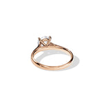 Engagement ring Cathedral setting round cut Moissanite lab grown diamond engagement ring round shank with a four claw setting, on a gold band, against a white background.Moissanite engagement ring cape town south africa grand diamonds ralph jacobs jeulia 